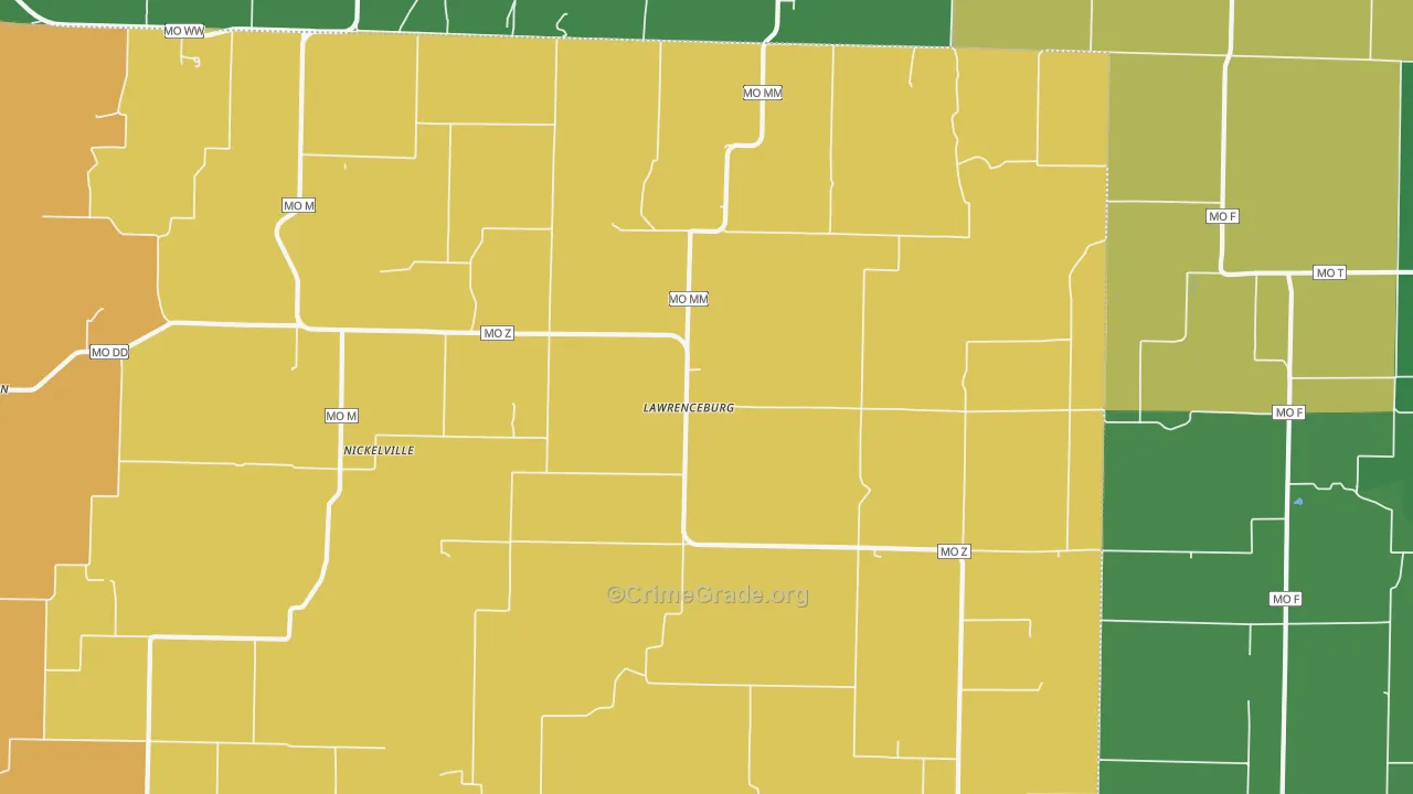 Lawrenceburg, MO Map of Murder Rates