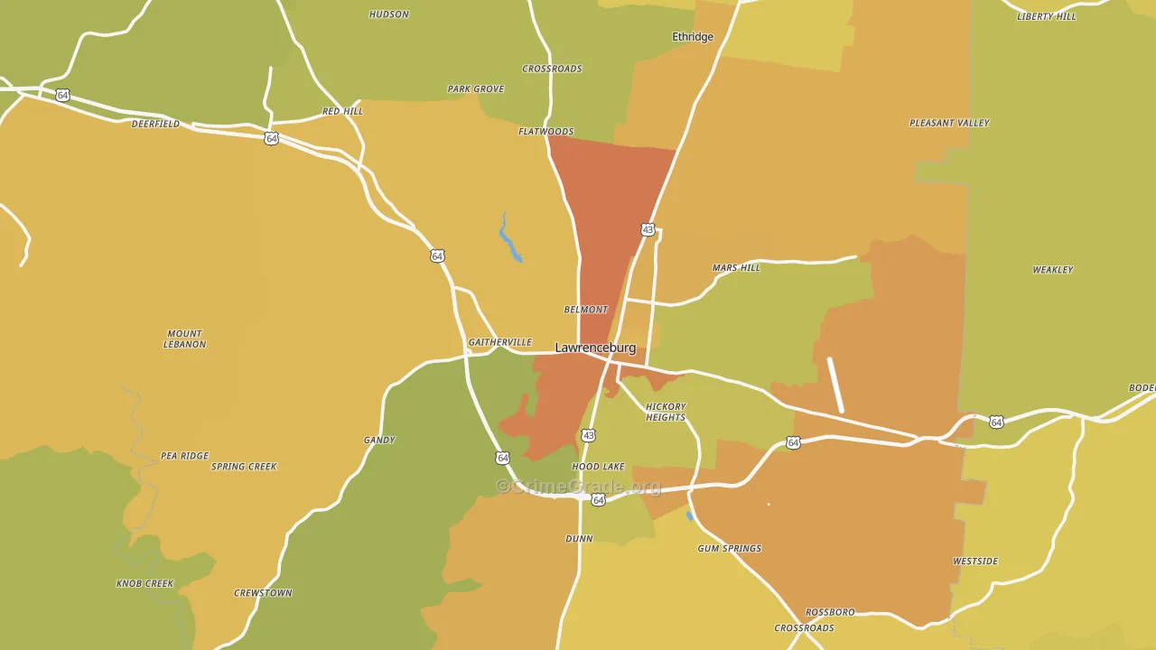 Lawrenceburg, TN Map of Murder Rates