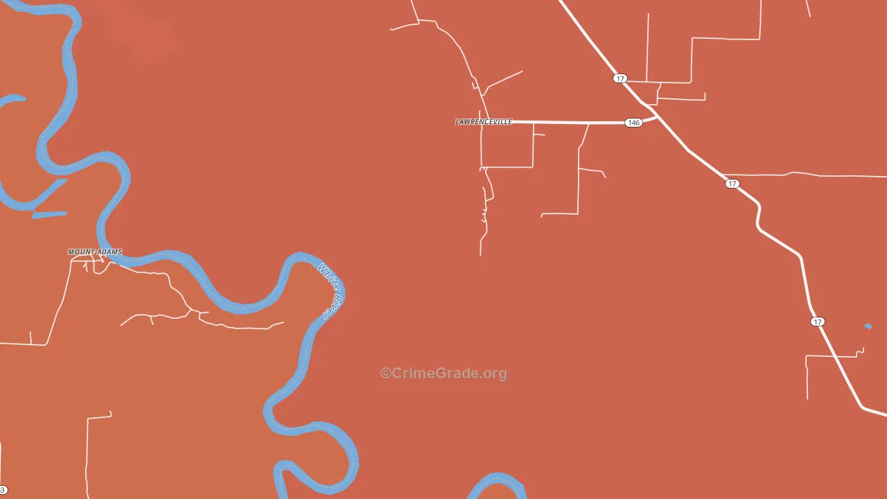 Lawrenceville, AR Map of Murder Rates