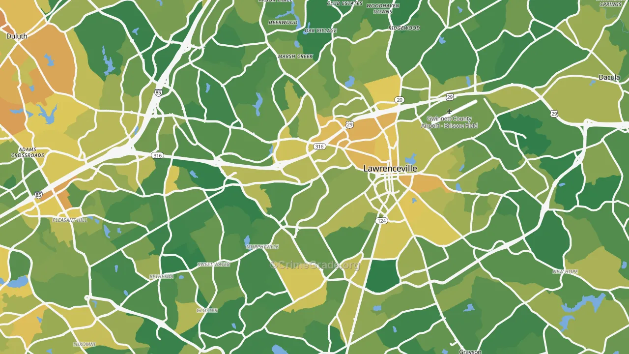 Lawrenceville, GA Map of Murder Rates