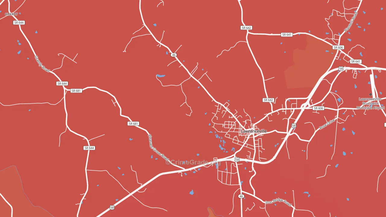 Lawrenceville Hills, VA Map of Murder Rates