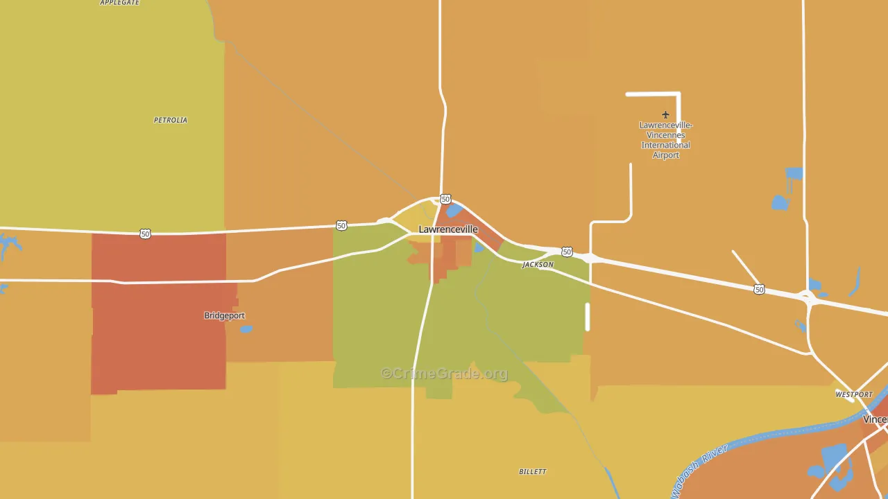 Lawrenceville, IL Map of Murder Rates