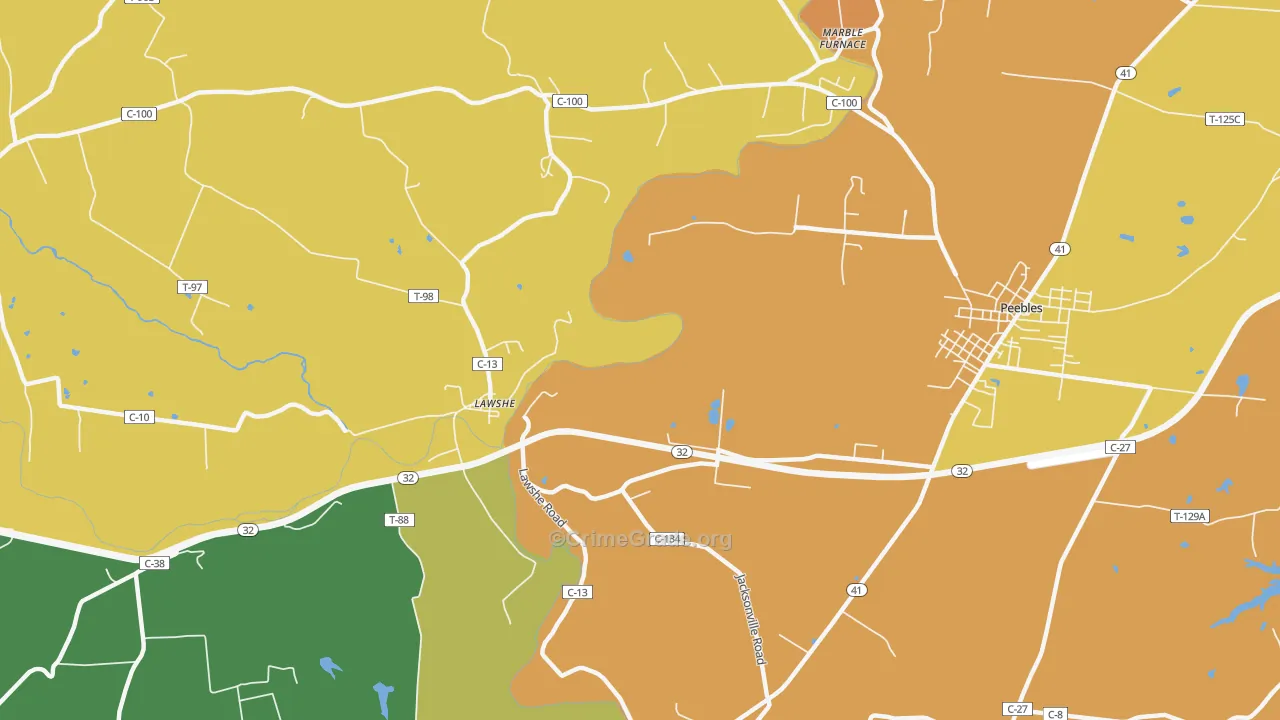 Lawshe, OH Map of Murder Rates