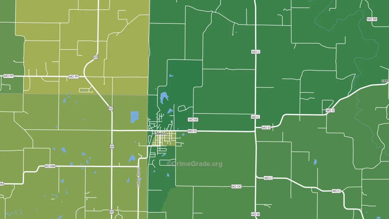 Lawson, MO Map of Murder Rates