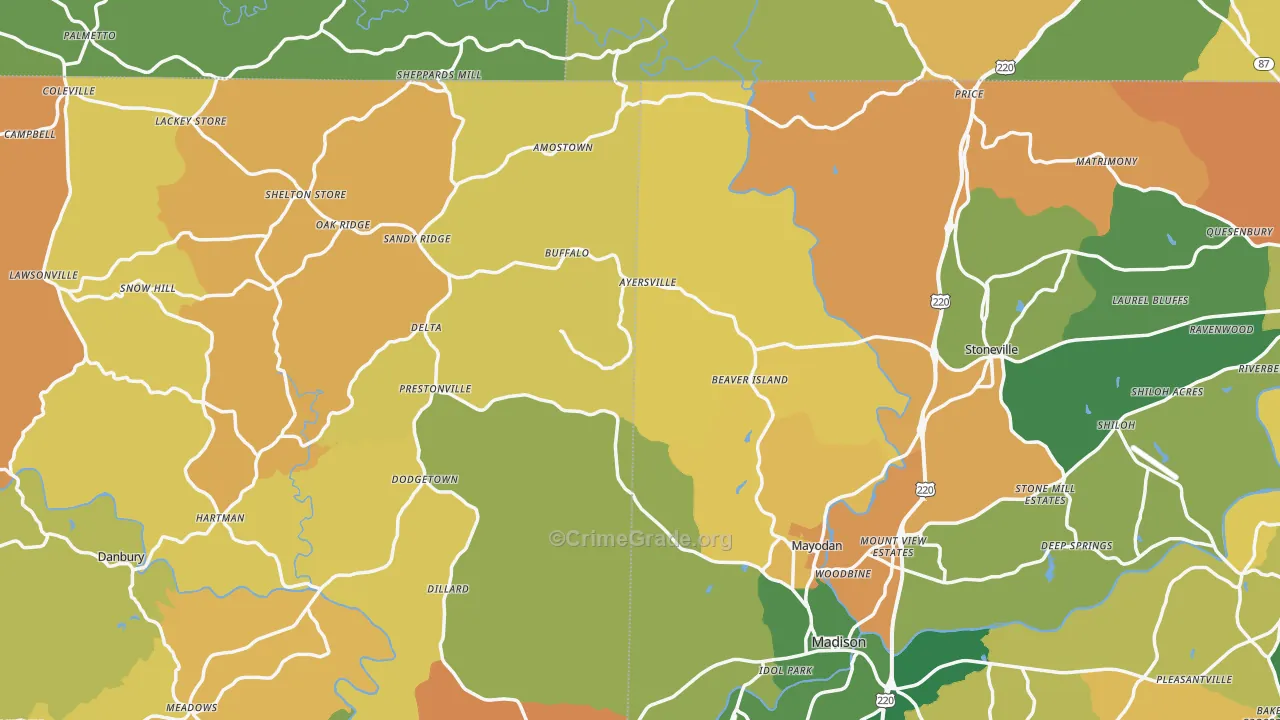 Lawsonville, NC Map of Murder Rates