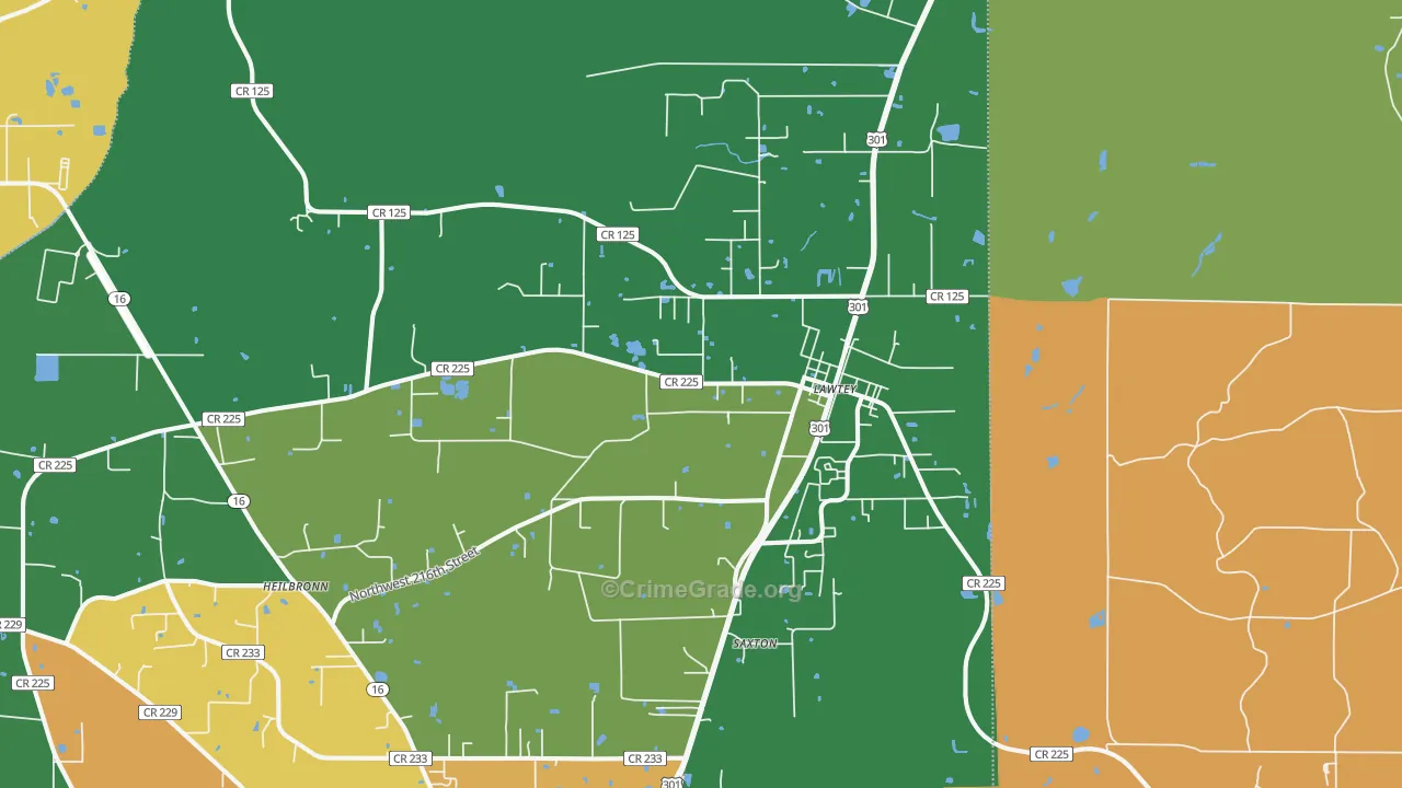 Lawtey, FL Map of Murder Rates