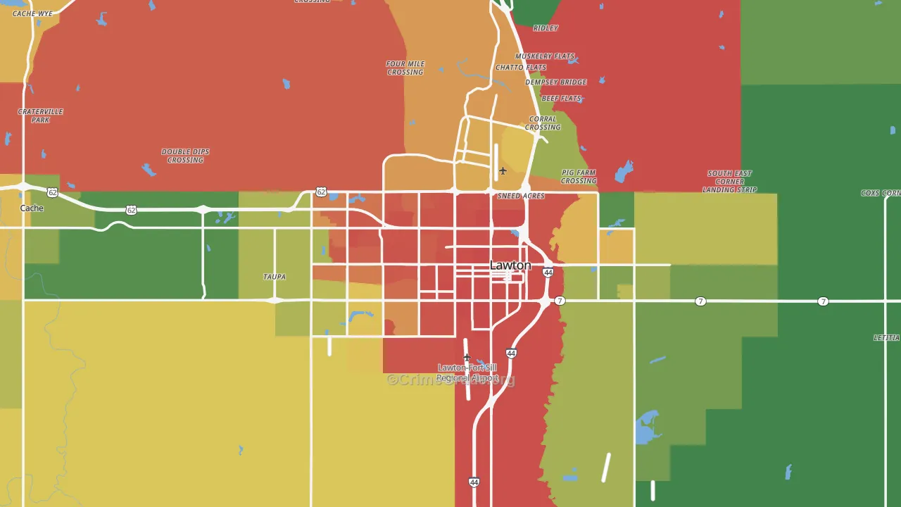Lawton, OK Map of Murder Rates