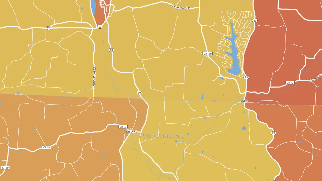 Layland, OH Map of Murder Rates