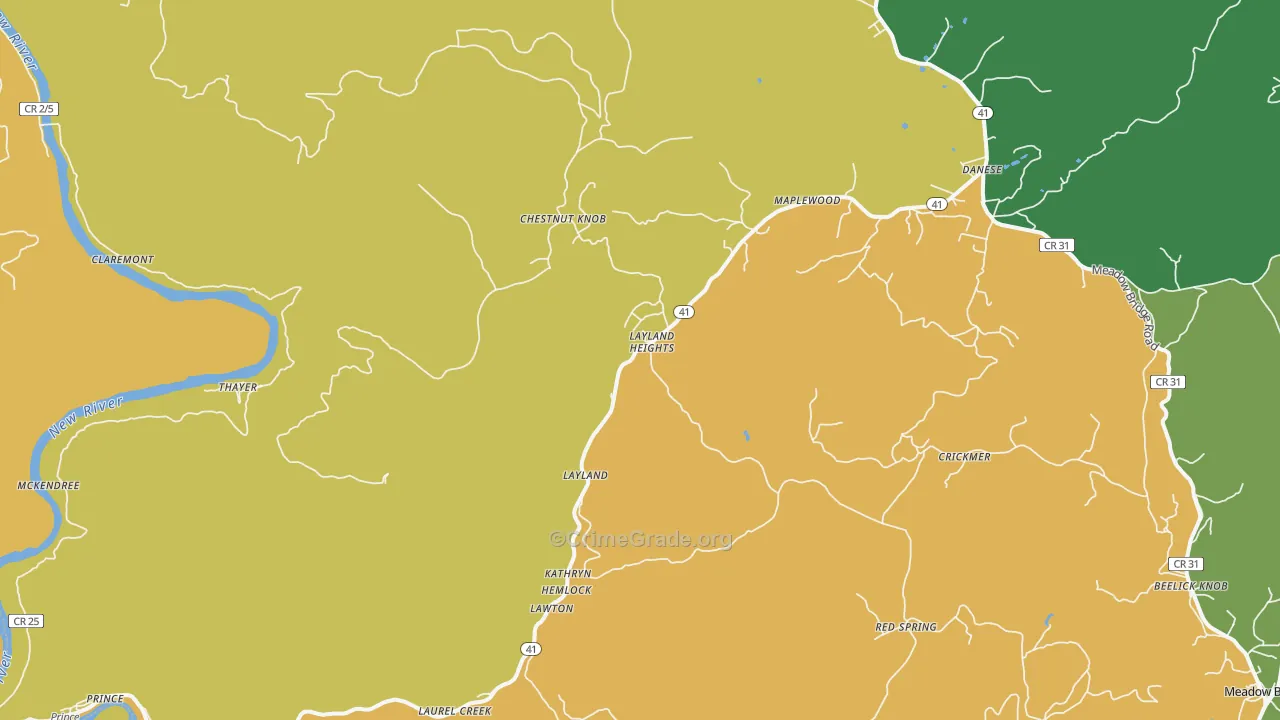 Layland, WV Map of Murder Rates