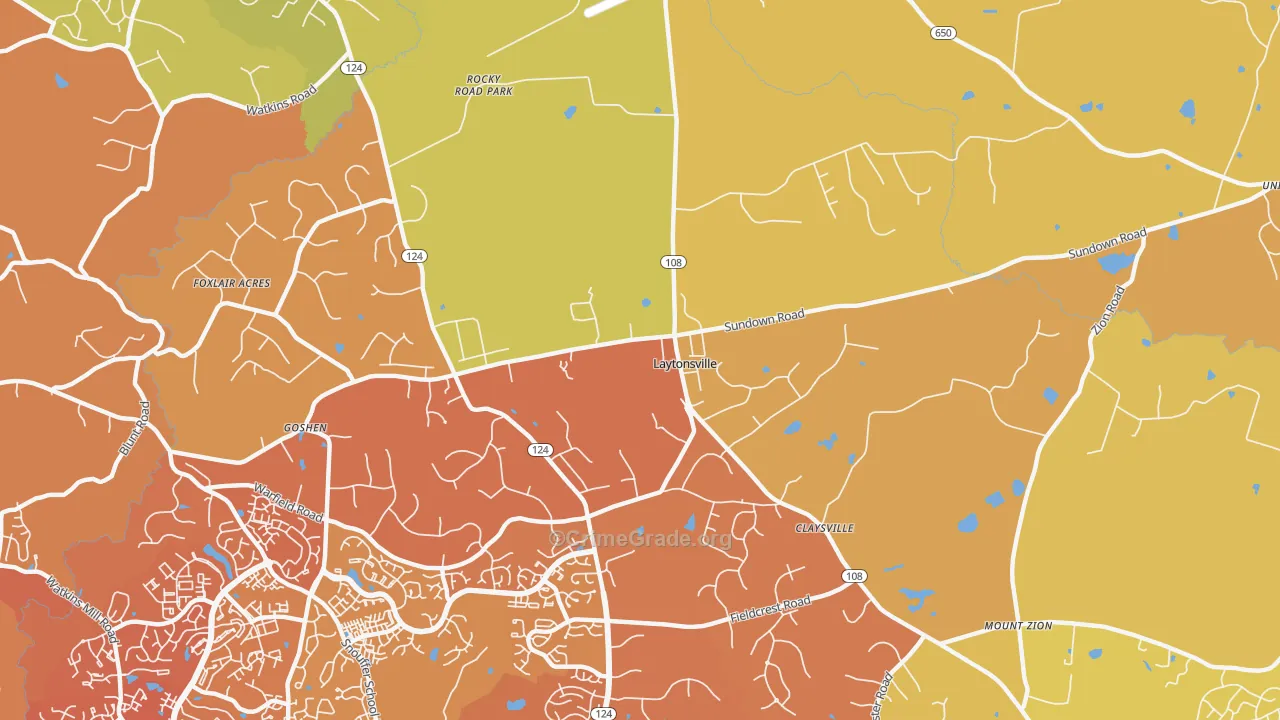 Laytonsville, MD Map of Murder Rates