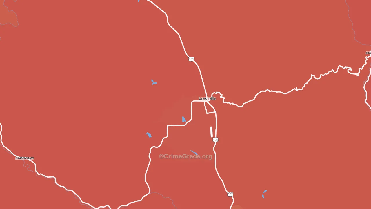 Laytonville, CA Map of Murder Rates