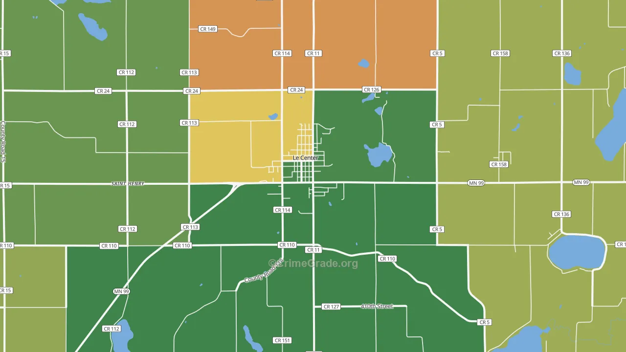 Le Center, MN Map of Murder Rates