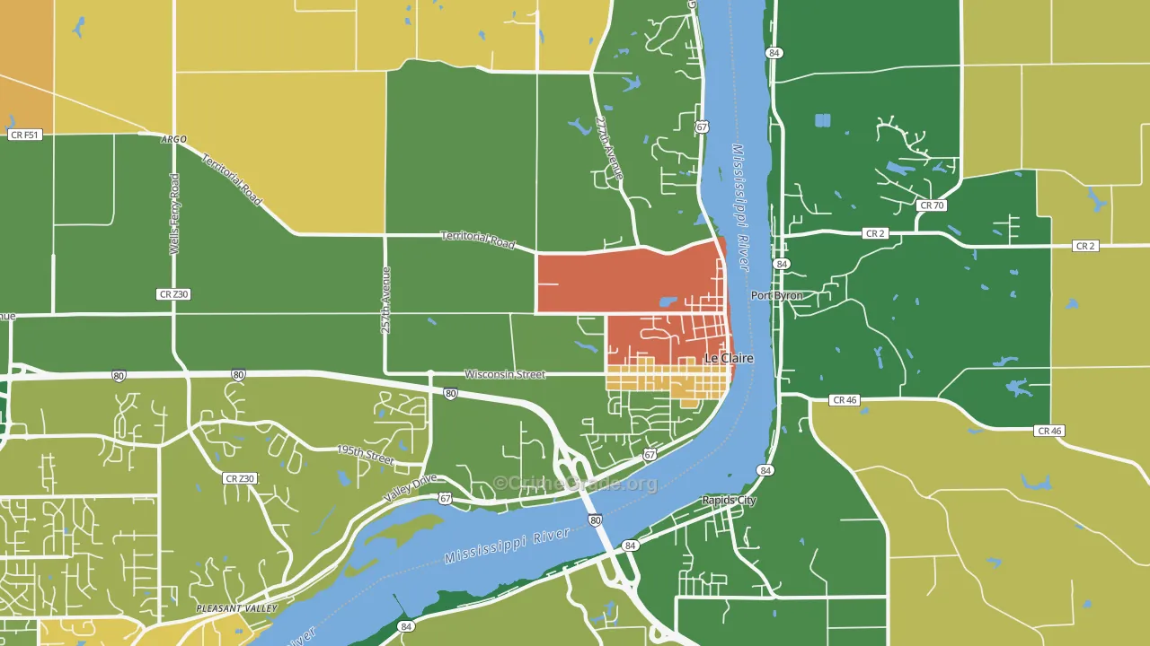 Le Claire, IA Map of Murder Rates