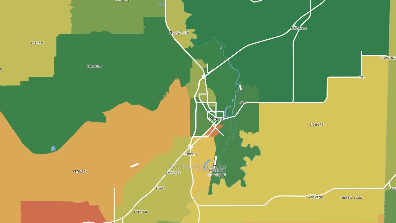 Le Flore County, OK Map of Murder Rates