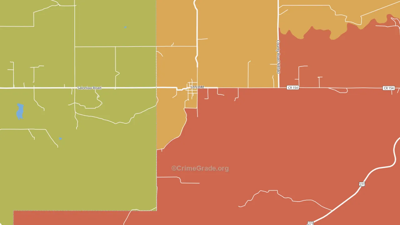 Le Flore, OK Map of Murder Rates