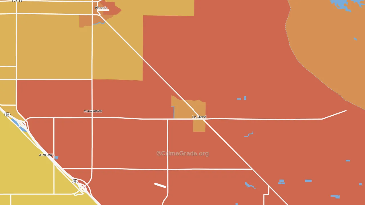Le Grand, CA Map of Murder Rates