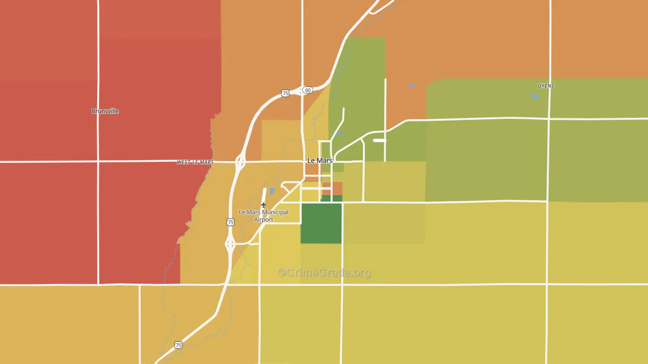 Le Mars, IA Map of Murder Rates