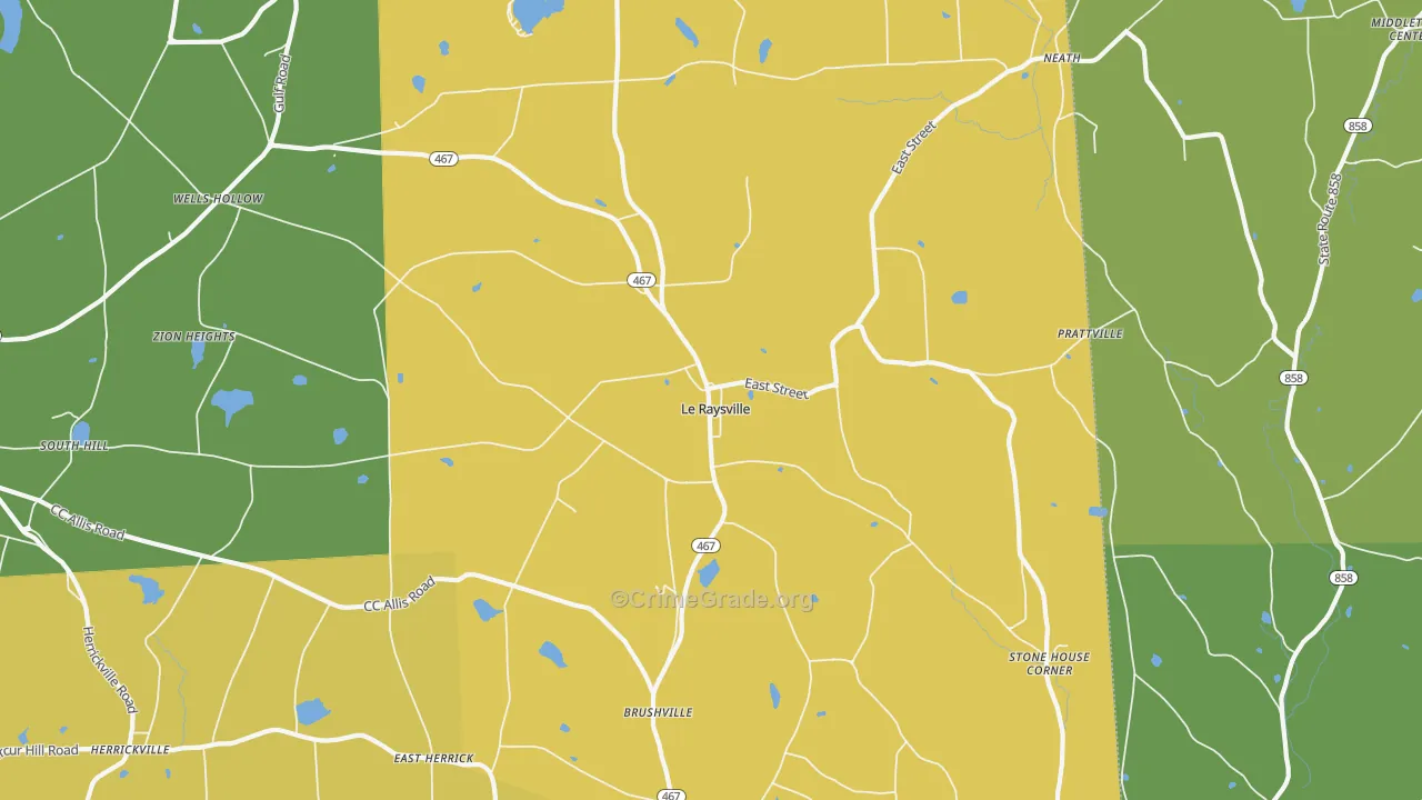 Le Raysville, PA Map of Murder Rates