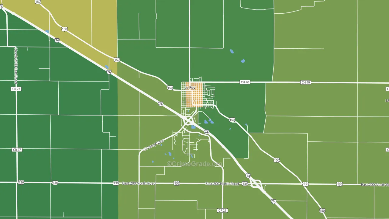 Le Roy, IL Map of Murder Rates