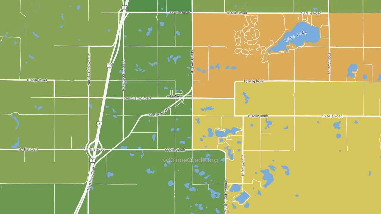 Le Roy, MI Map of Murder Rates