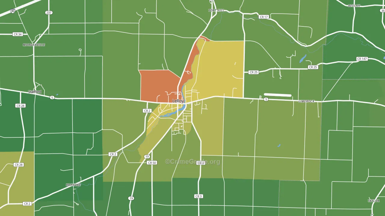 Le Roy, NY Map of Murder Rates
