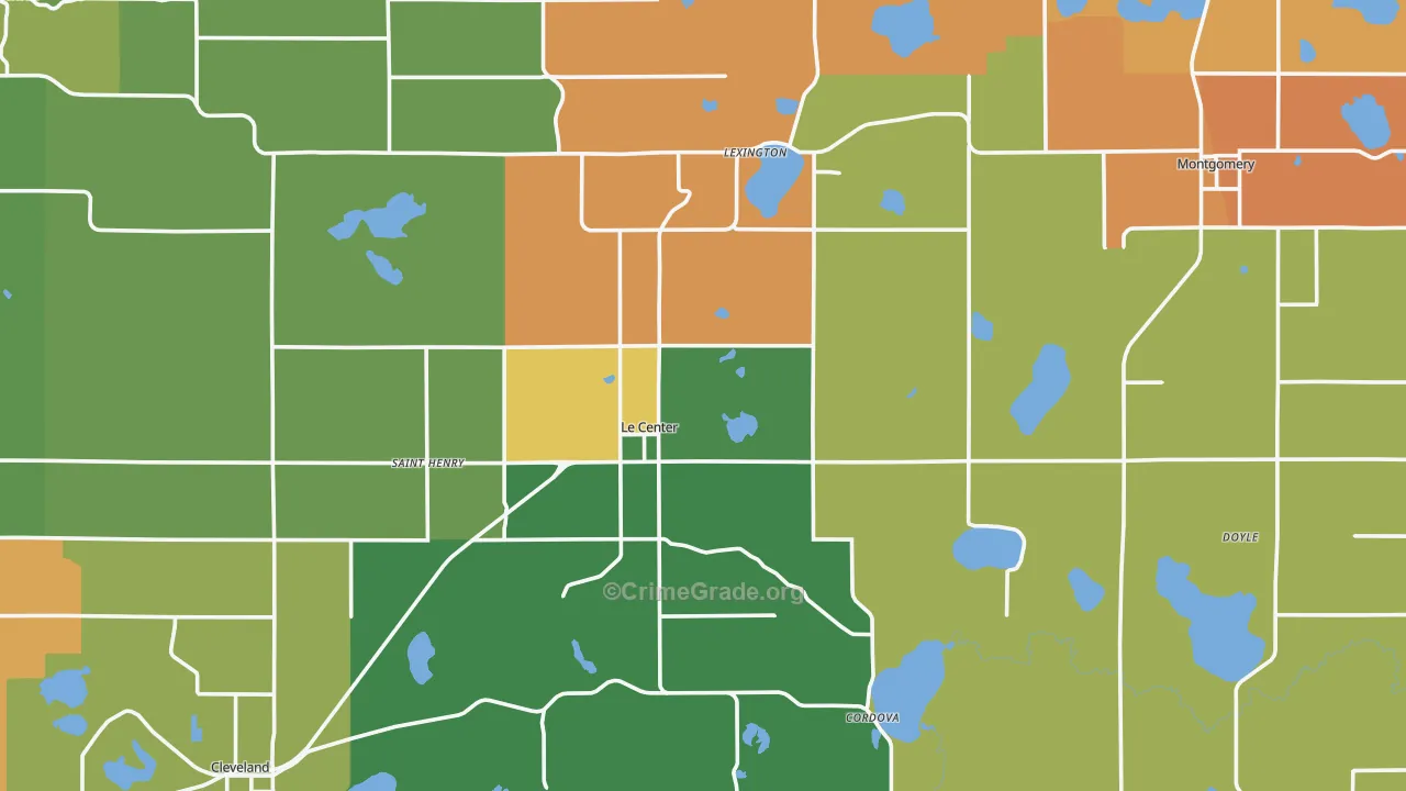 Le Sueur County, MN Map of Murder Rates