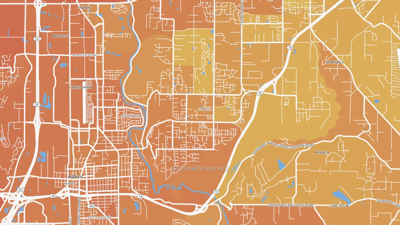 Lea Hill, Auburn, WA Map of Murder Rates