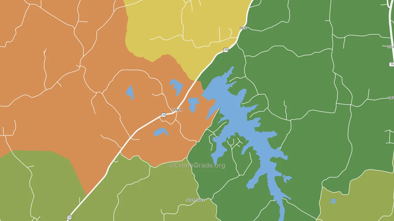 Leach, TN Map of Murder Rates