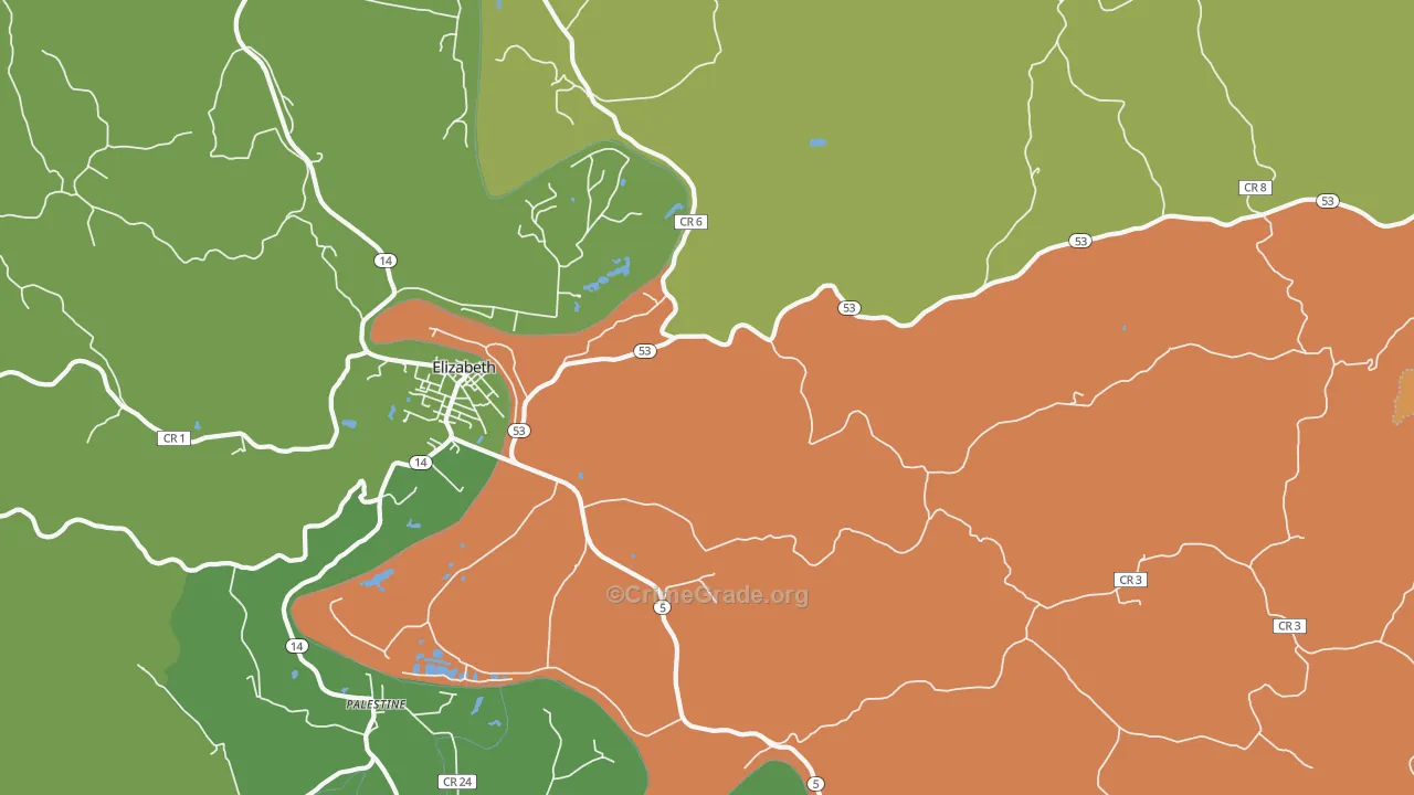 Leachtown, WV Map of Murder Rates