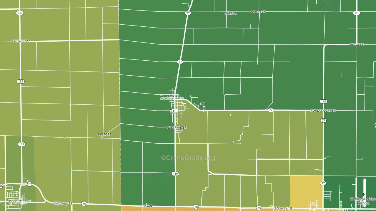 Leachville, AR Map of Murder Rates
