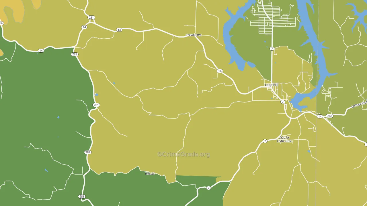 Lead Hill, AR Map of Murder Rates