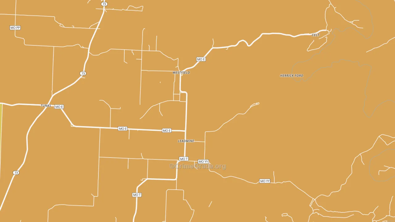 Leadmine, MO Map of Murder Rates