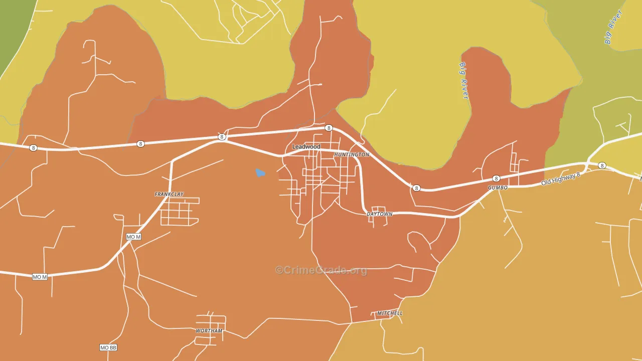 Leadwood, MO Map of Murder Rates