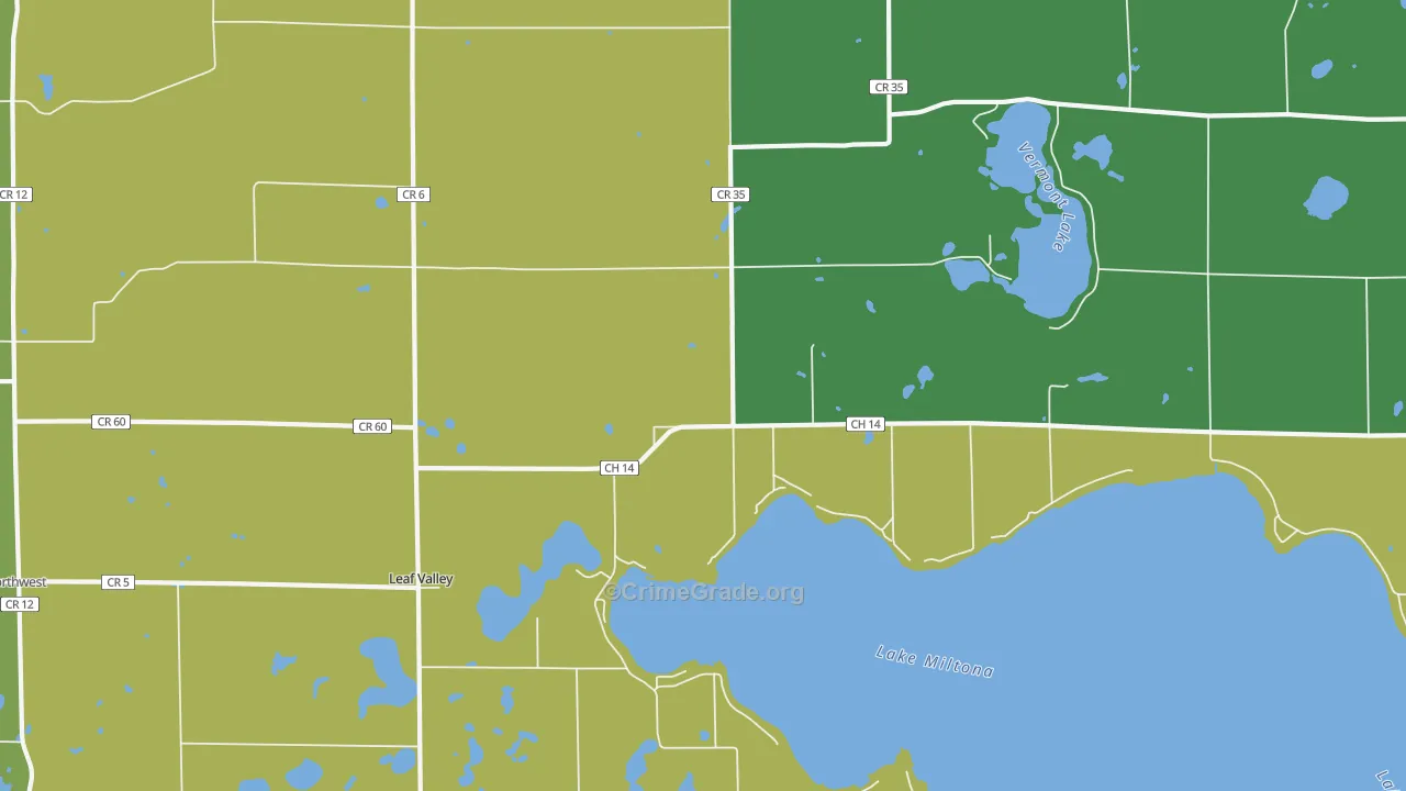 Leaf Valley, MN Map of Murder Rates