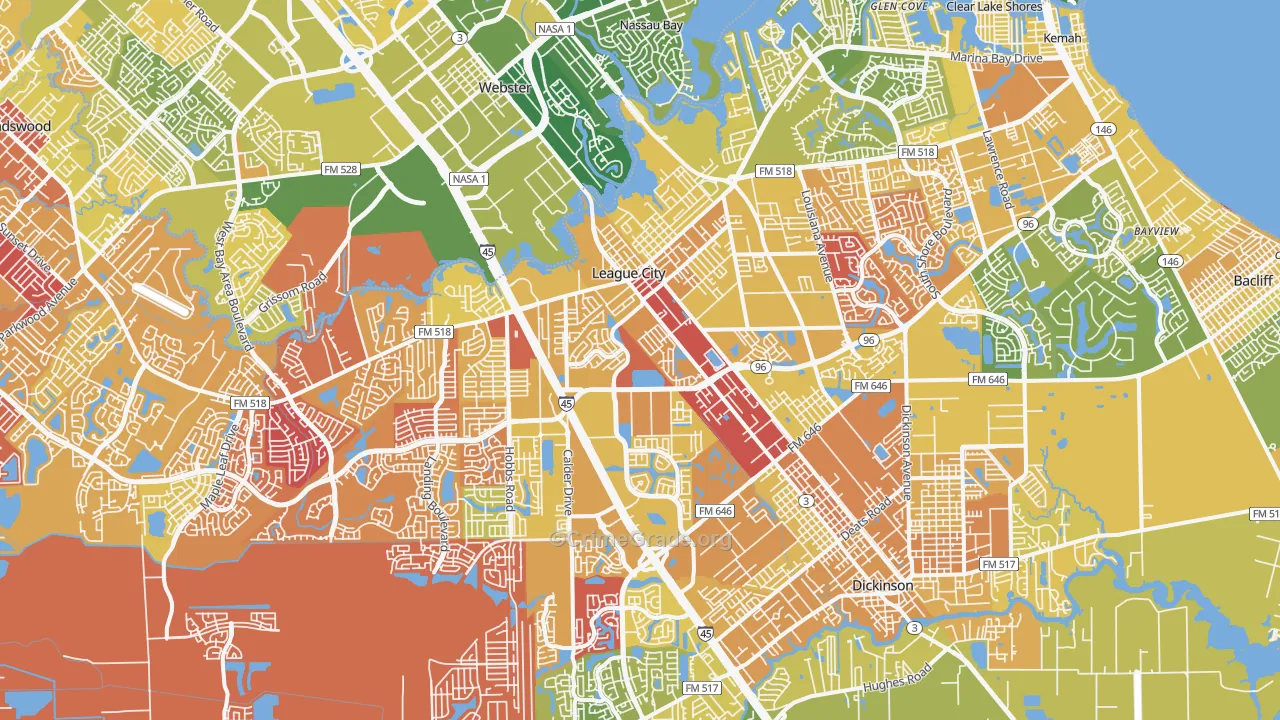League City, TX Map of Murder Rates