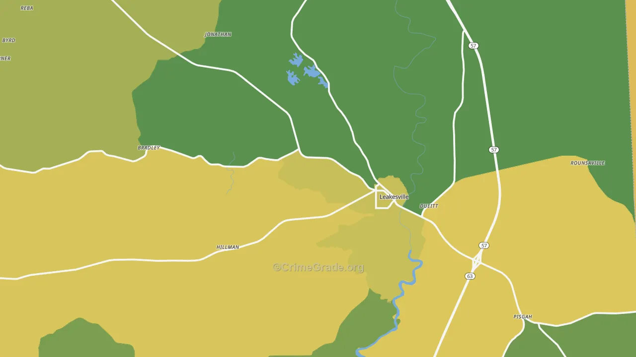 Leakesville, MS Map of Murder Rates