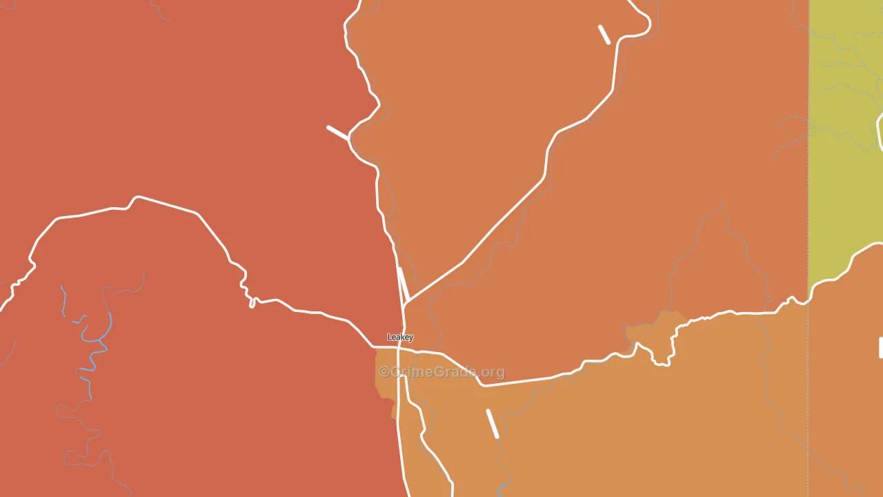 Leakey, TX Map of Murder Rates