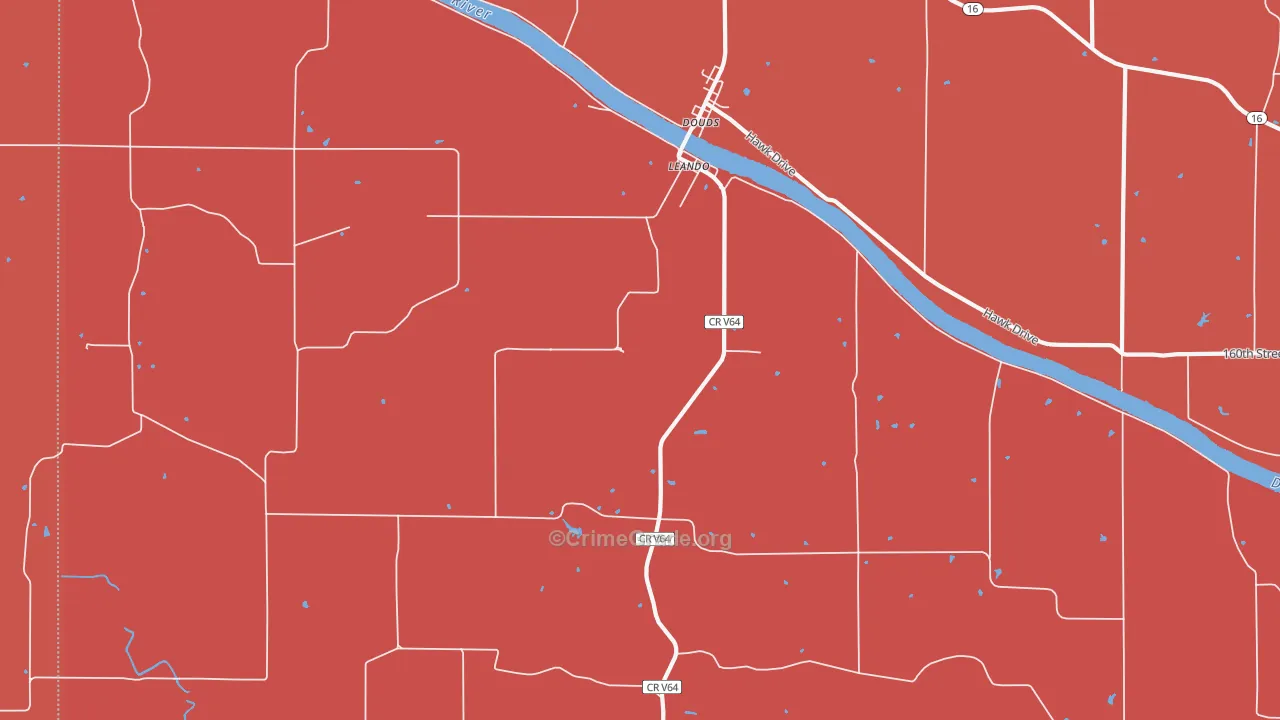 Leando, IA Map of Murder Rates