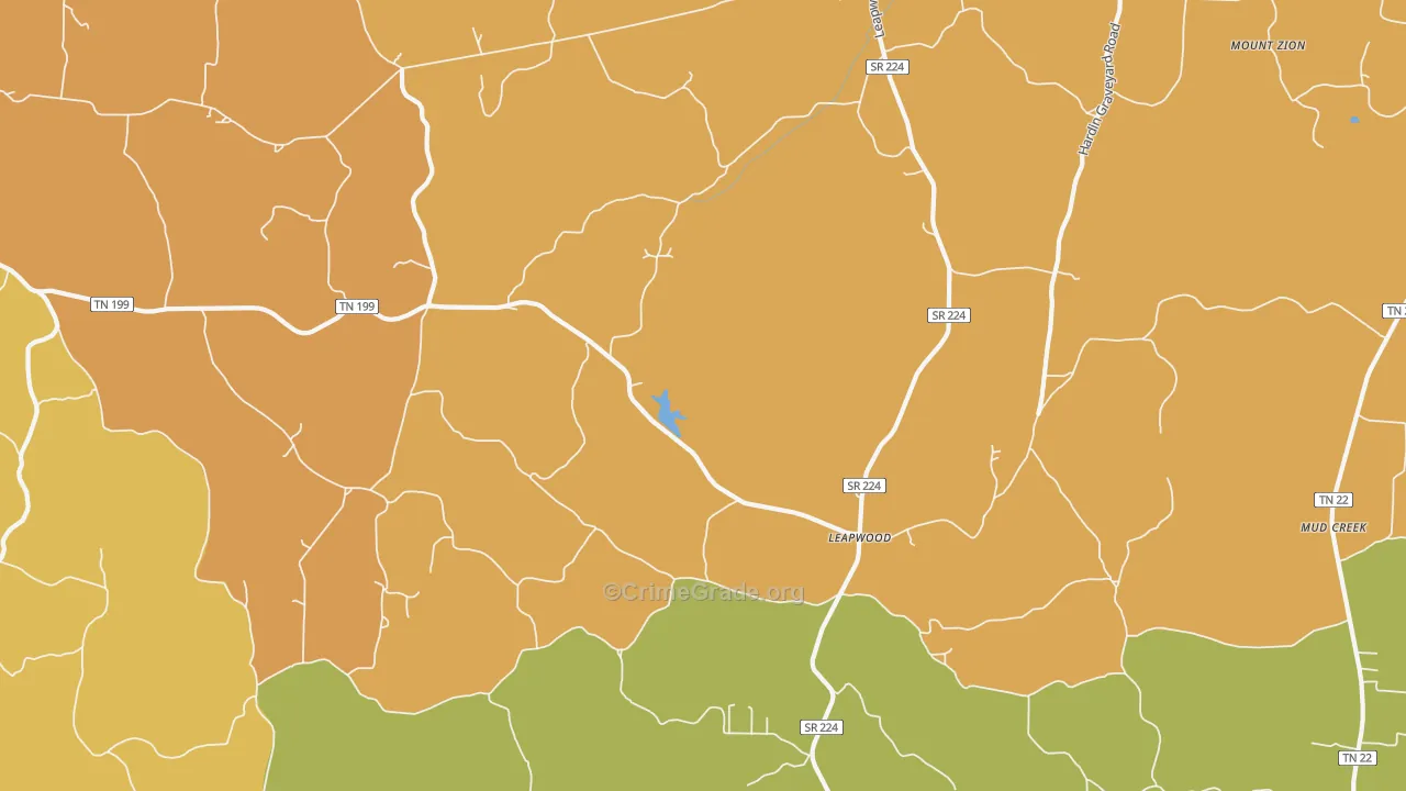 Leapwood, TN Map of Murder Rates