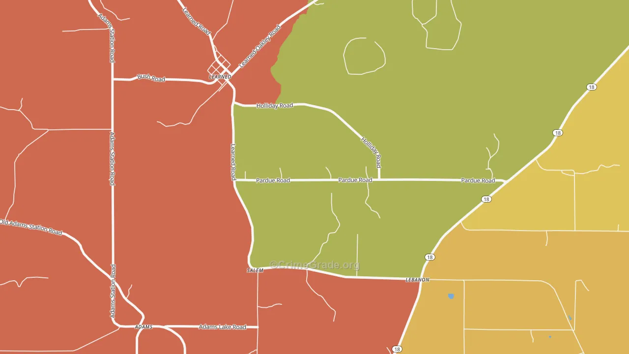 Learned, MS Map of Murder Rates