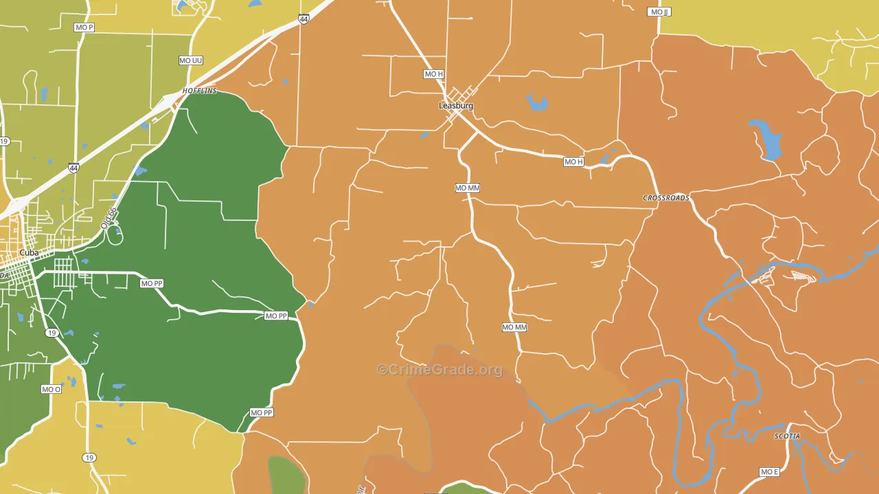 Leasburg, MO Map of Murder Rates