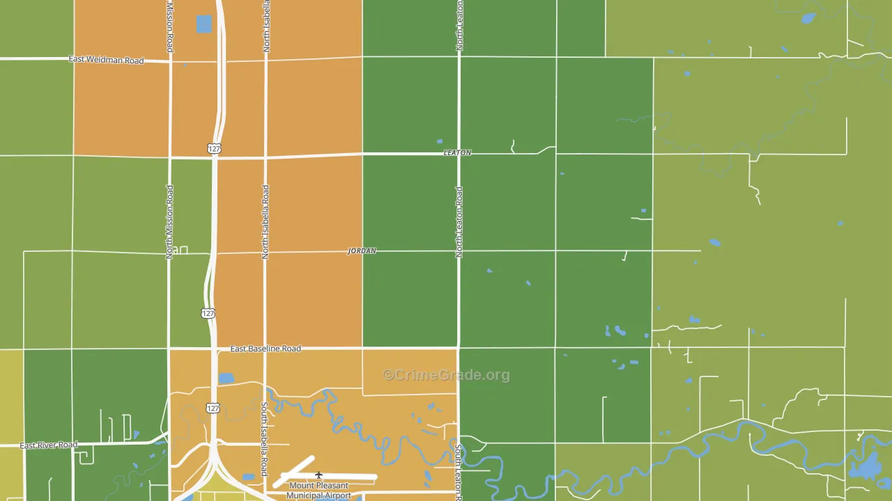 Leaton, MI Map of Murder Rates