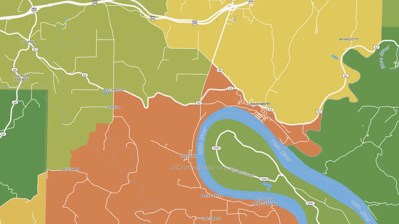 Leavenworth, IN Map of Murder Rates