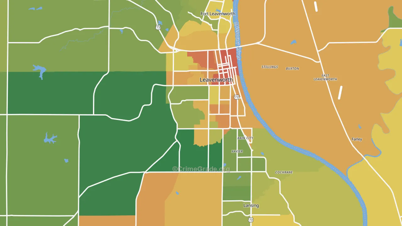 Leavenworth, KS Map of Murder Rates
