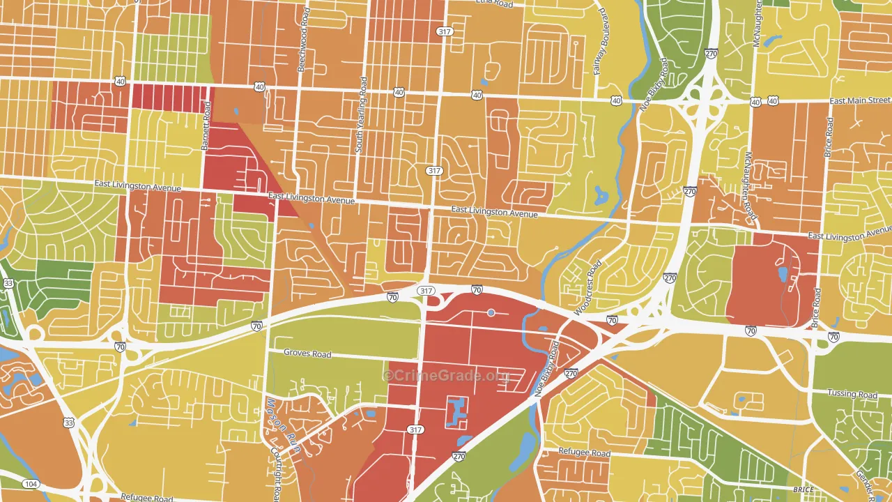 Leawood, Columbus, OH Map of Murder Rates