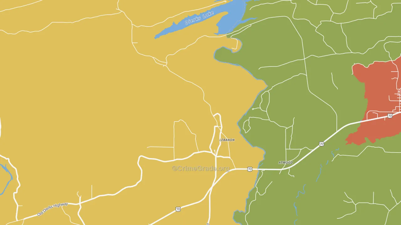 Lebanon, AR Map of Murder Rates