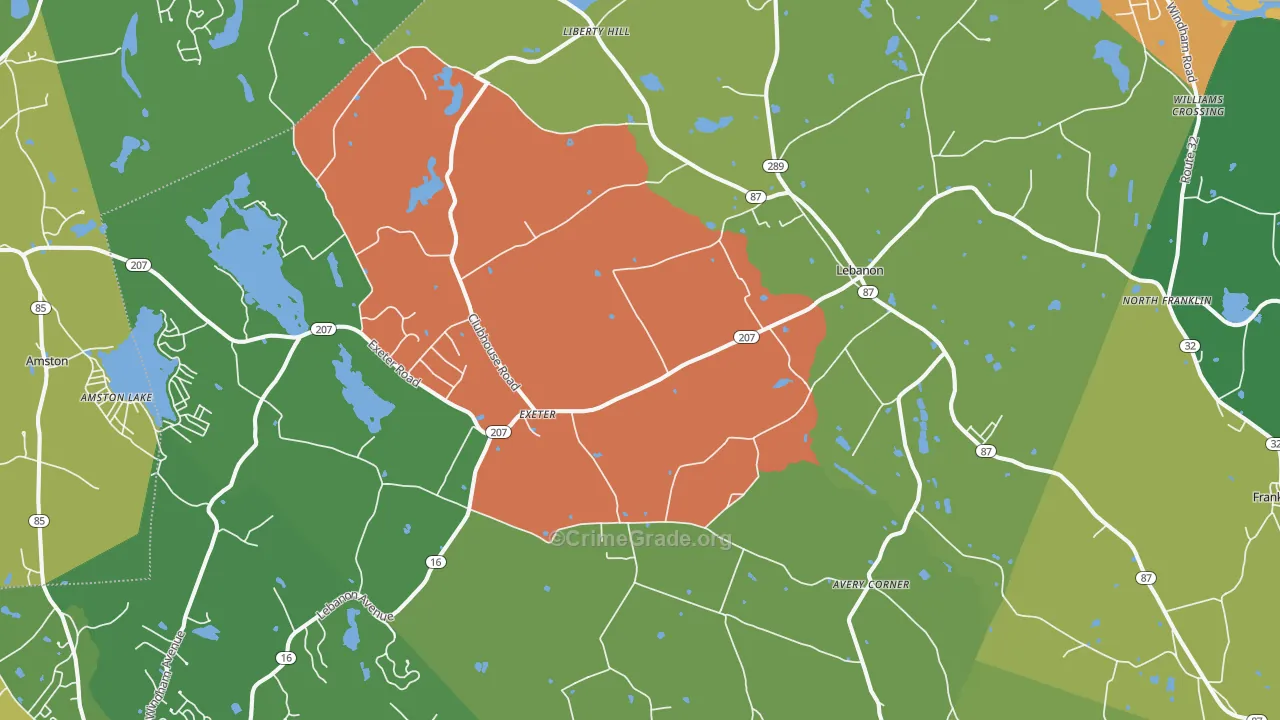 Lebanon, CT Map of Murder Rates