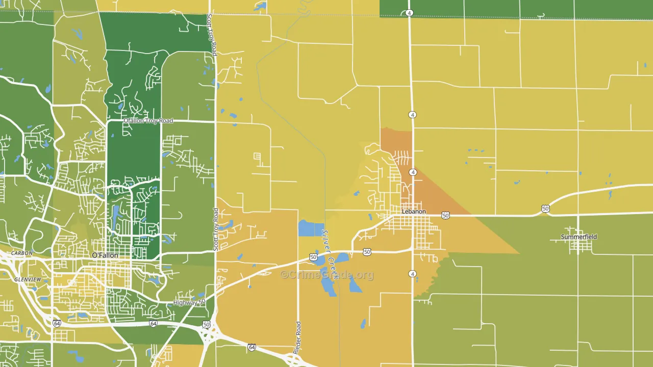 Lebanon, IL Map of Murder Rates