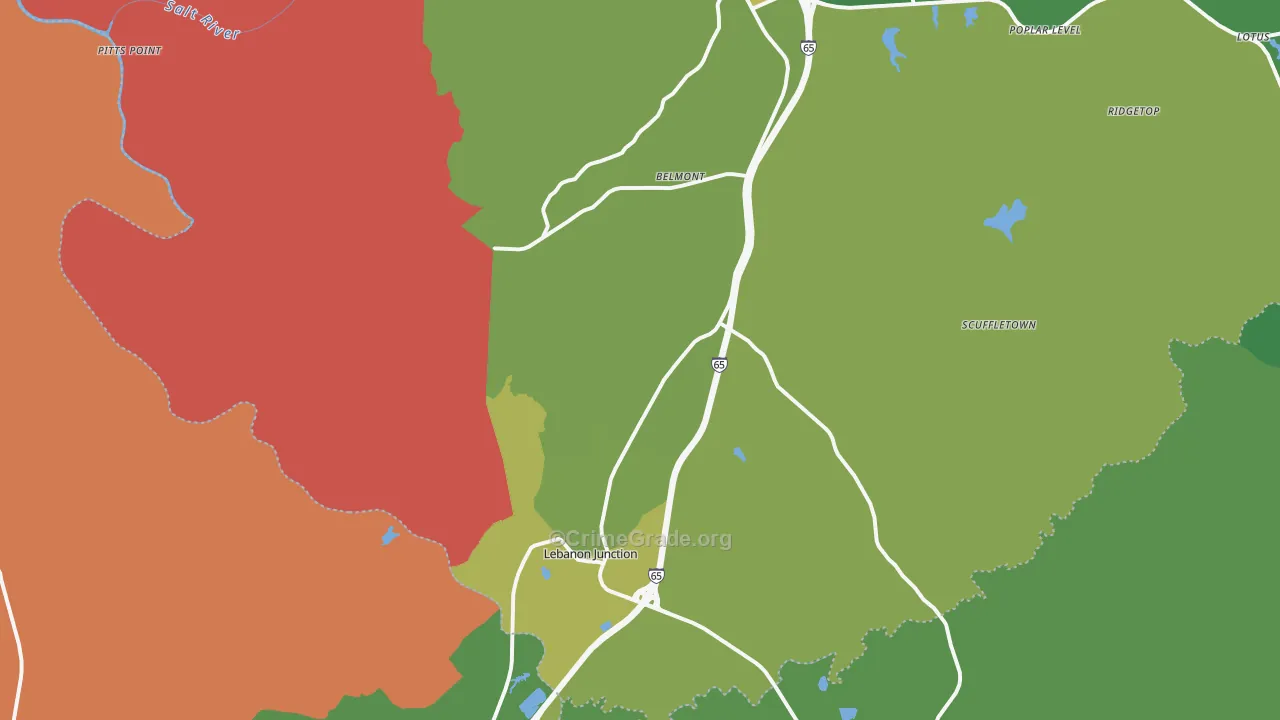 Lebanon Junction, KY Map of Murder Rates