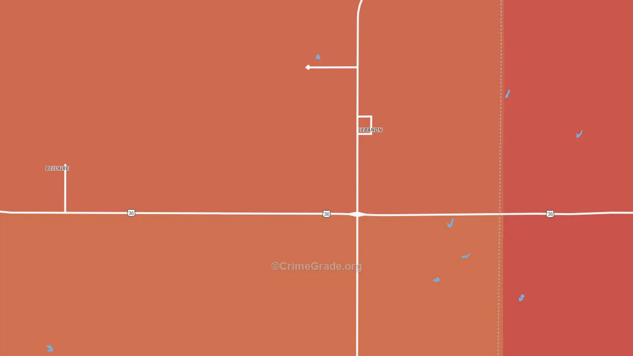 Lebanon, KS Map of Murder Rates